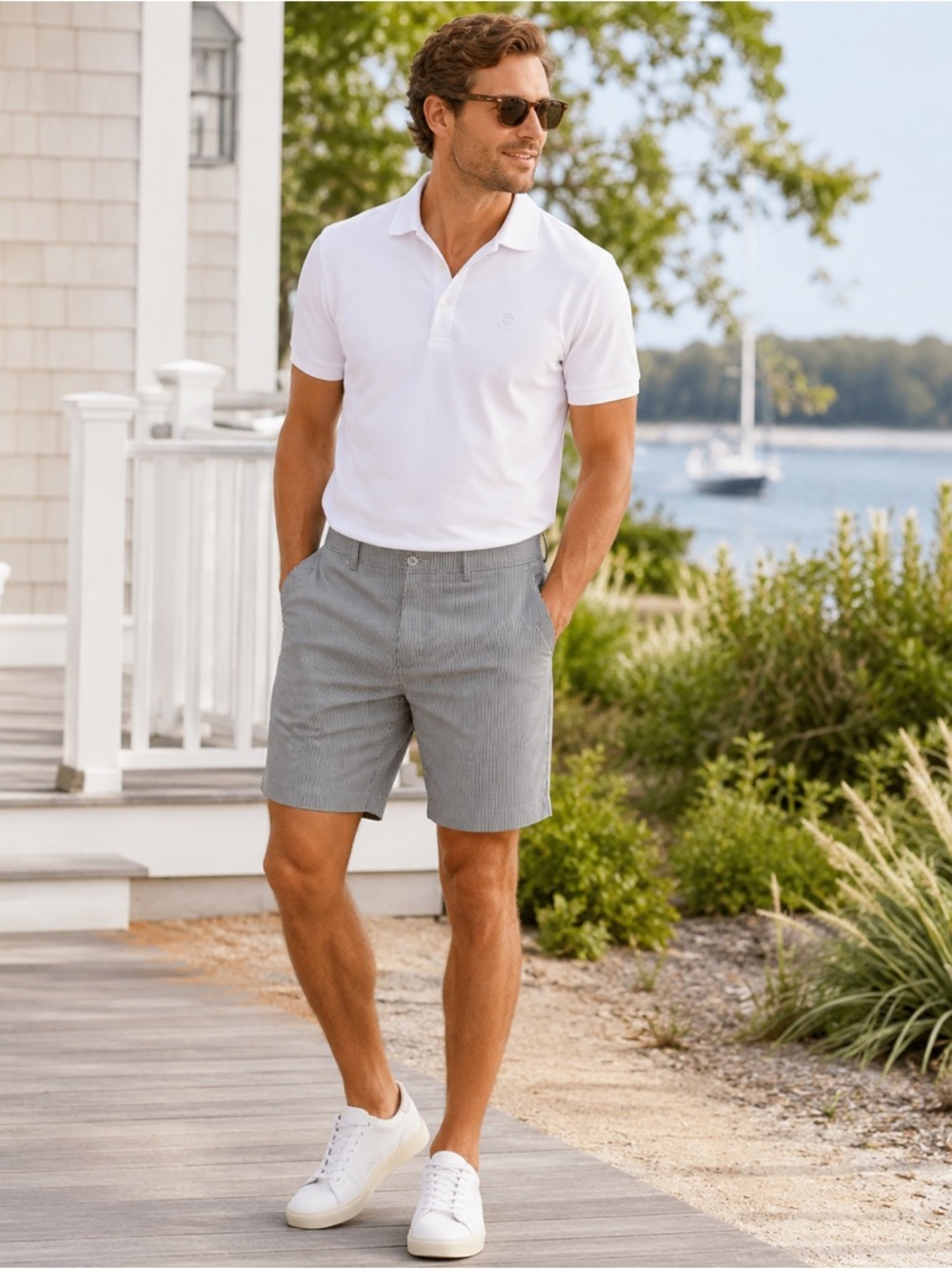 Cremieux Club 38 Performance Men’s Gray Pinstripe Golf Shorts Size 34